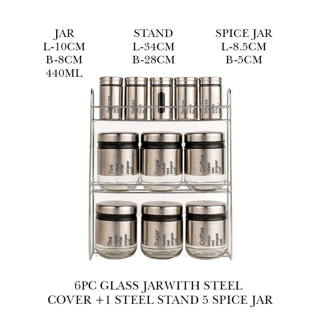 Spice Jars and Storage Jars with Steel Stand