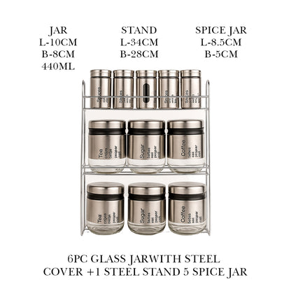 Spice Jars and Storage Jars with Steel Stand