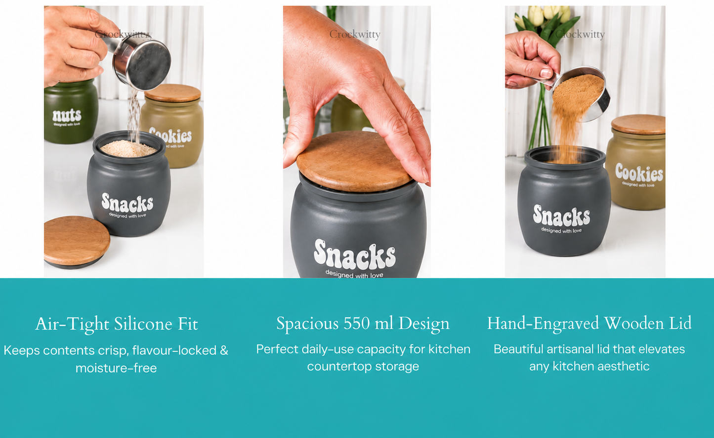 New Minimal Bean Jar Set of 3 550 ml