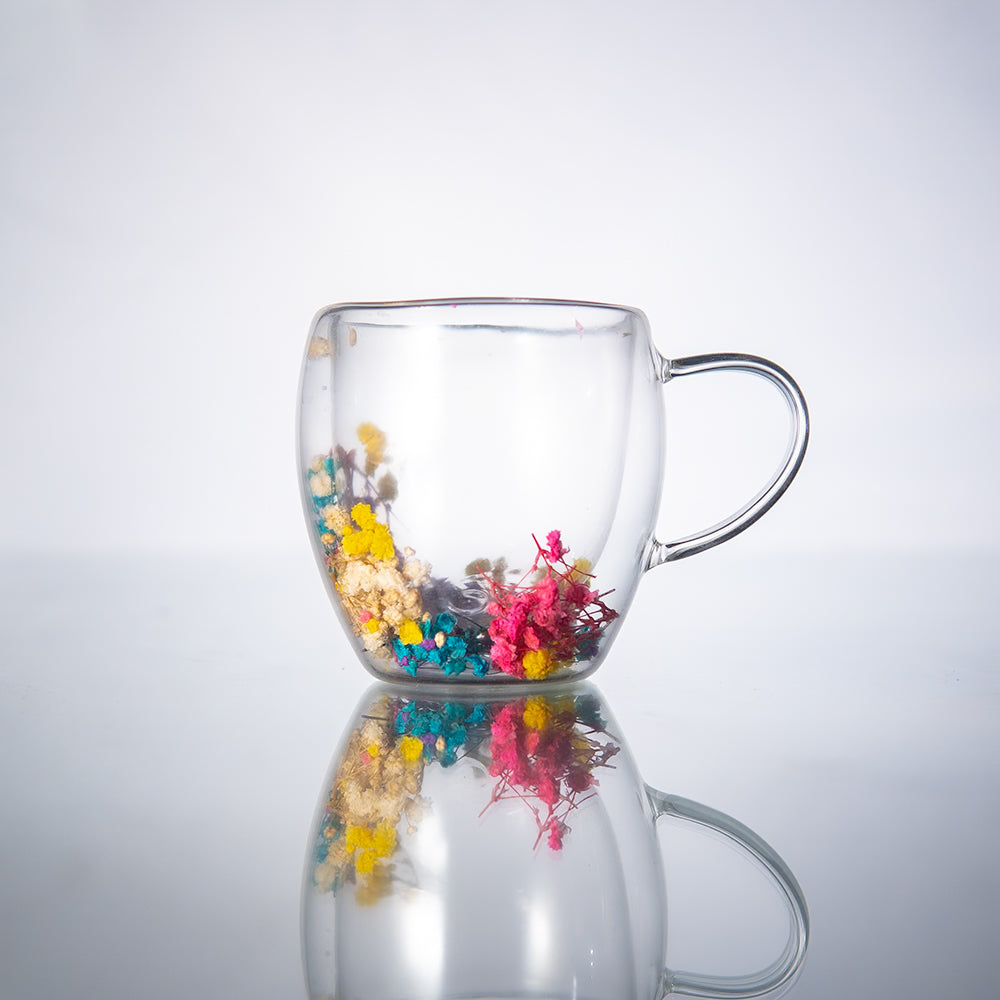 Floral Double wall Mug Set of 1 250 ml
