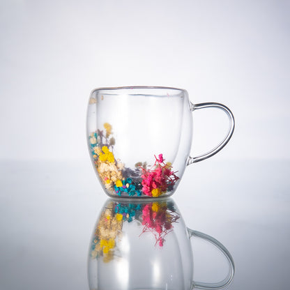 Floral Double wall Mug Set of 1 250 ml