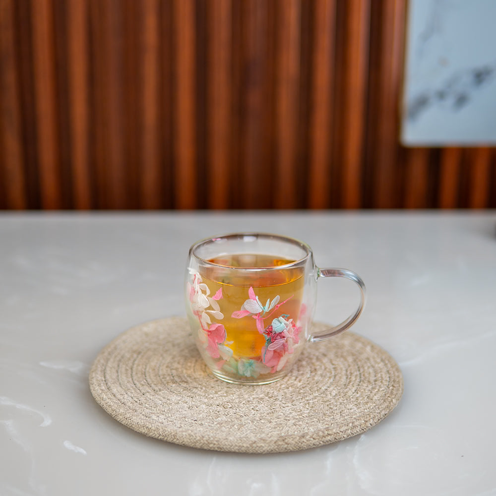 Floral Double wall Mug Set of 1 250 ml