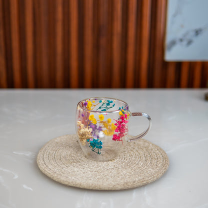 Floral Double wall Mug Set of 1 250 ml