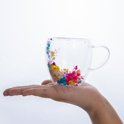 Floral Double wall Mug Set of 1 250 ml
