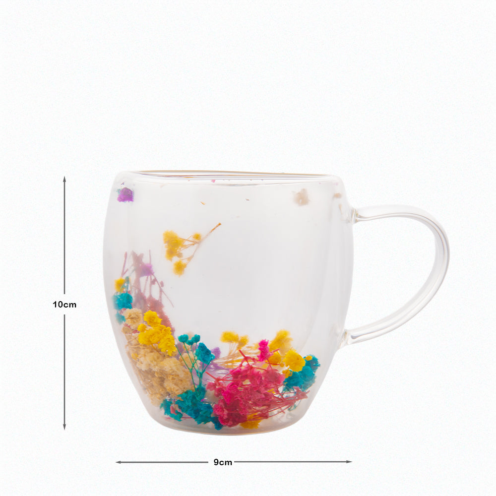 Floral Double wall Mug Set of 1 250 ml