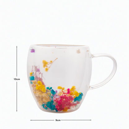Floral Double wall Mug Set of 1 250 ml