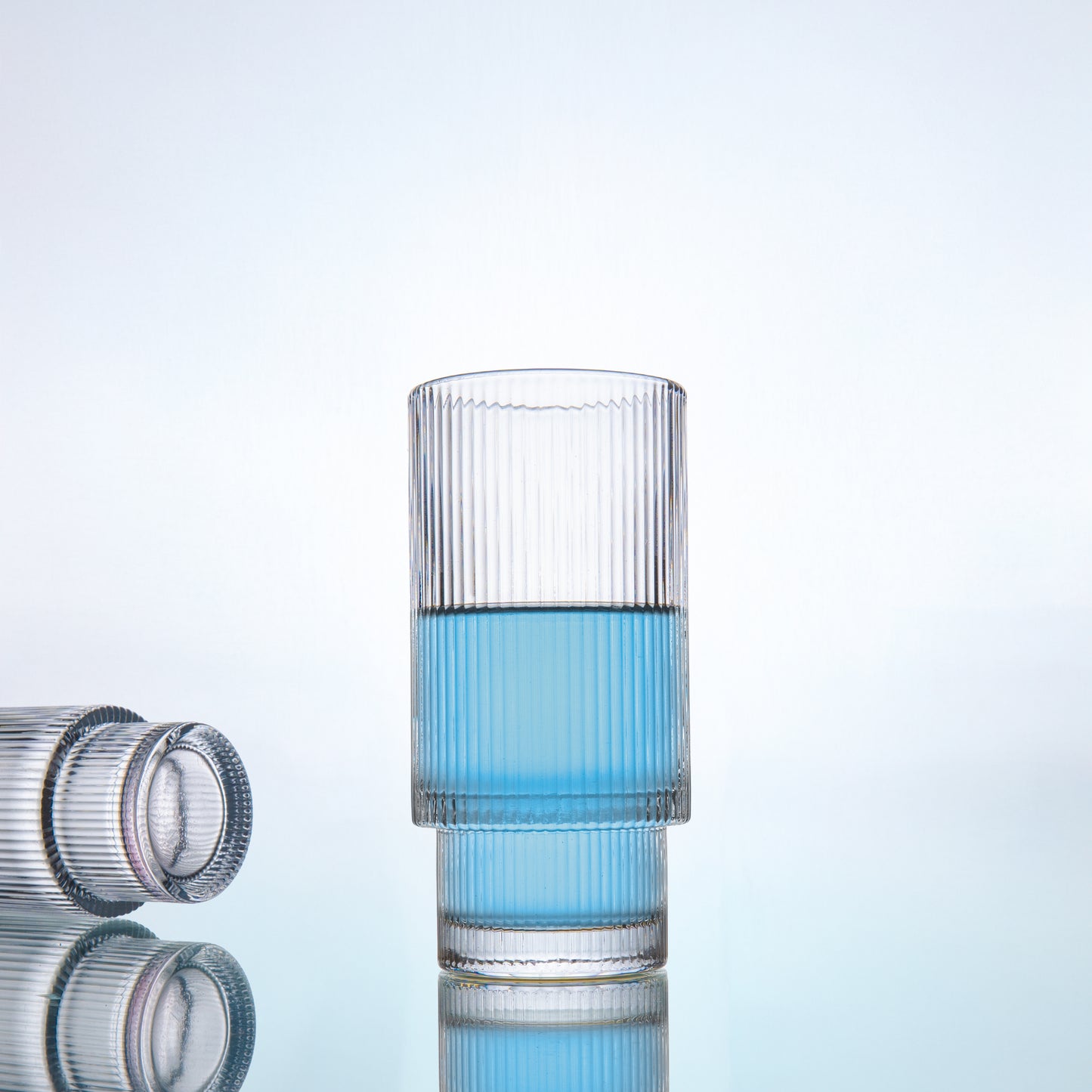 Long Ribbed Water Glass Set Of 6 295 ml