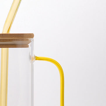 Aesthetic Borosilicate Glass Sipper with handle Set of 2 400 ml