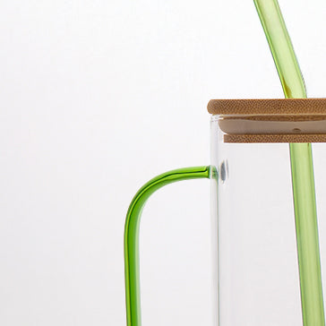 Aesthetic Borosilicate Glass Sipper with handle Set of 2 400 ml