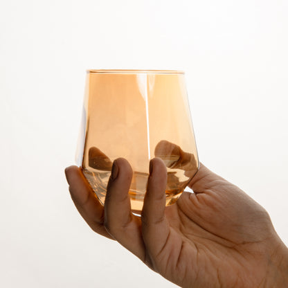 Golden Diamond Cut Whiskey Glass Set of 6 330 ml