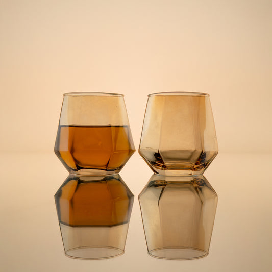 Golden Diamond Cut Whiskey Glass Set of 6 330 ml