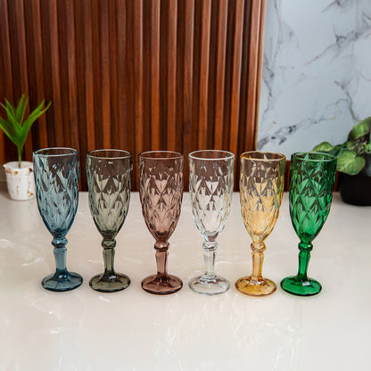 Multicolor Wine Goblet Glass Set of 6 165 ml