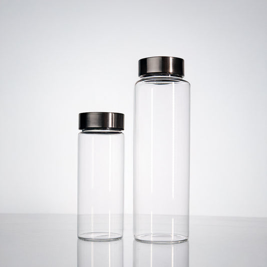 Metal capped Borosilicate Glass Water Bottle