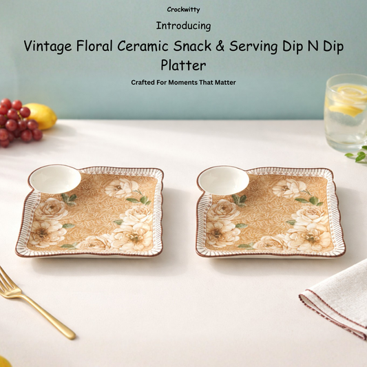 ceramic floral vintage serving platter set of 2 for elegant dining