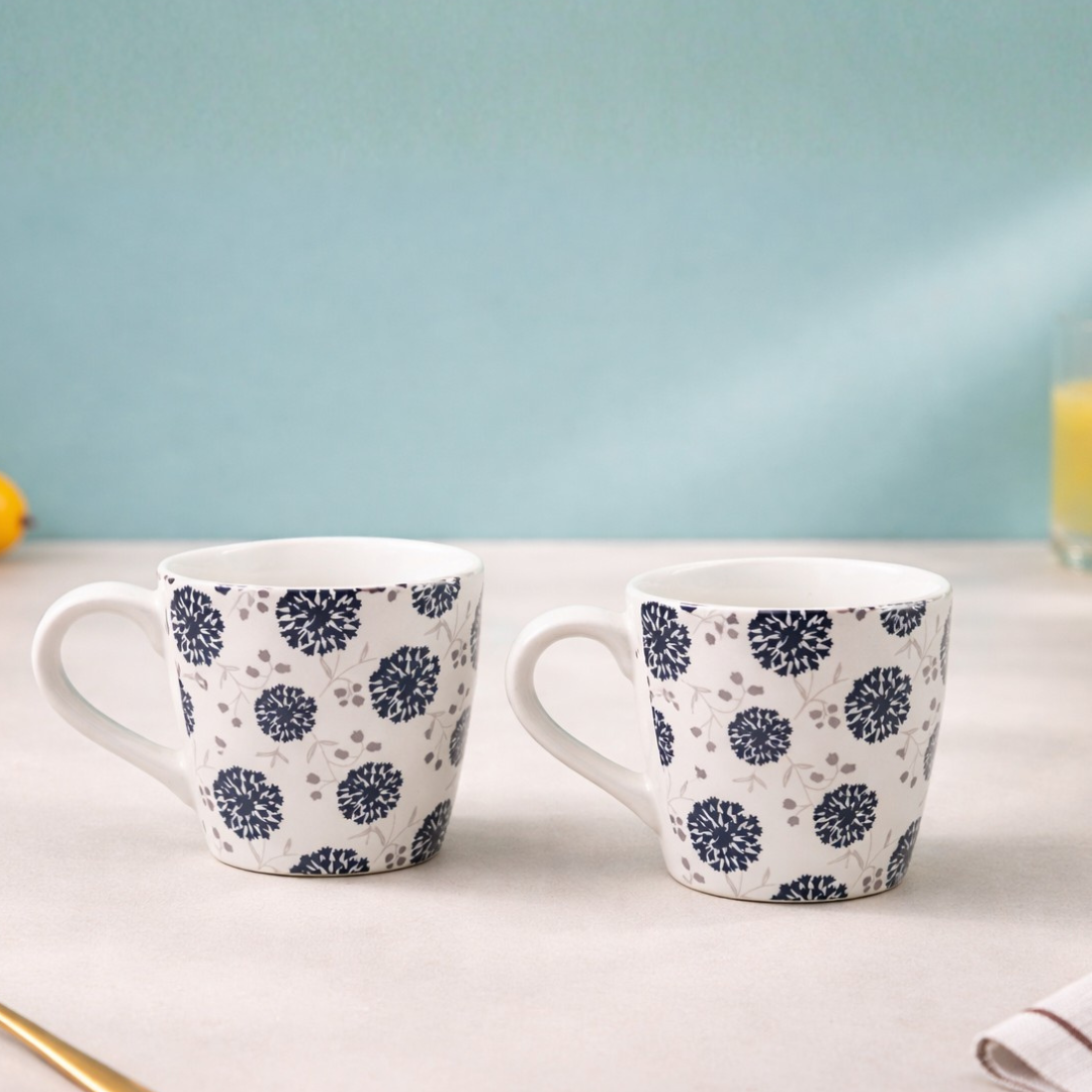 Handcrafted Monochrome Bloom Mug Set of 1 320 ml