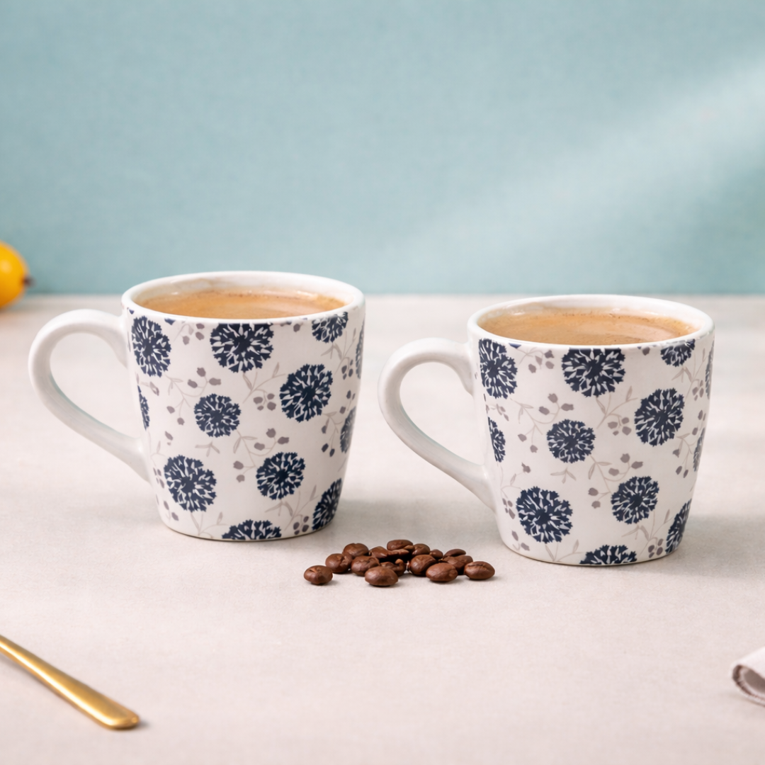 Handcrafted Monochrome Bloom Mug Set of 1 320 ml