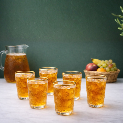 Goldenlined Hazed Water Glass Set of 6 340 ml