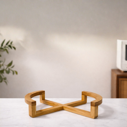 Elegant Glass Bowl with Bamboo Stand