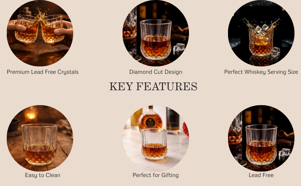 Signature Diamond Whiskey Glass Set of6 340 ml
