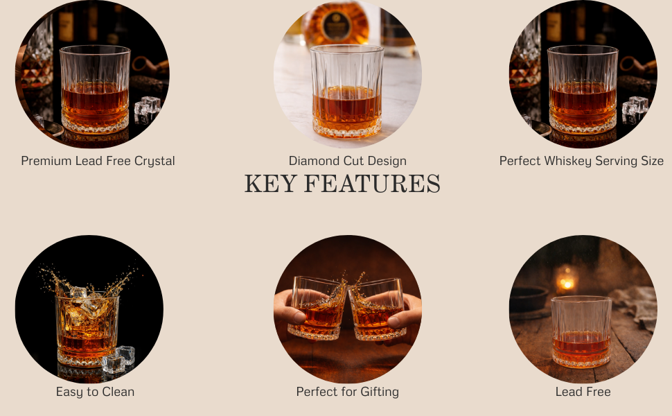 Premium Crystal Whiskey Glass Set of 6 320 ml