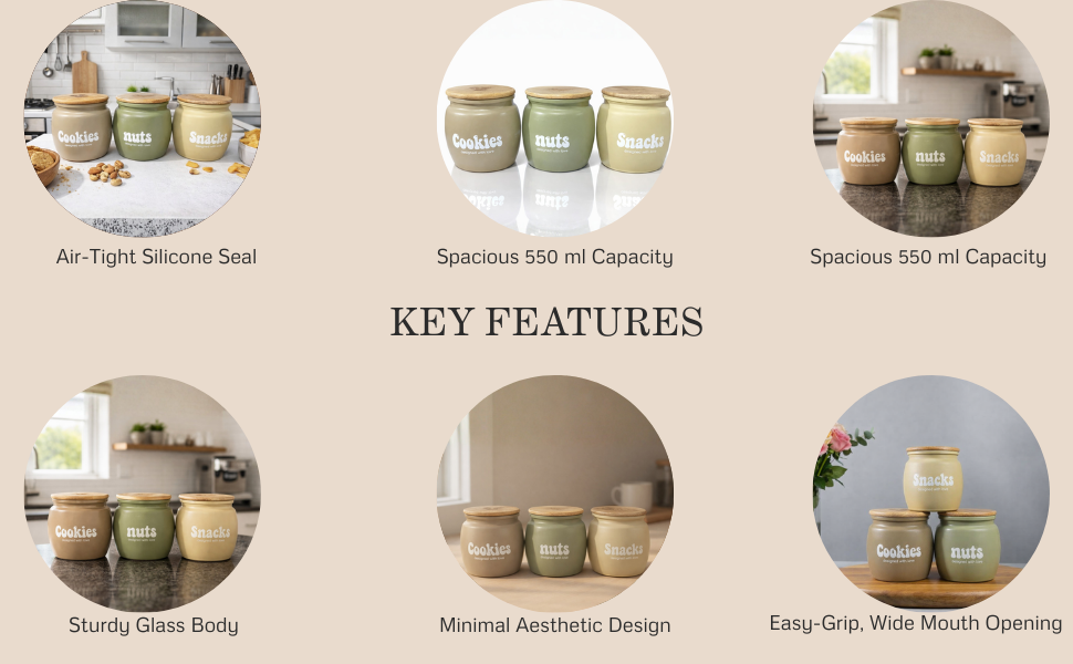 New Minimal Bean Jar Set of 3 550 ml