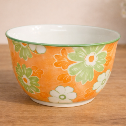 PeachBloom Porcelain Soup Bowl and Spoon Set (4 Bowls + 4 Spoons)