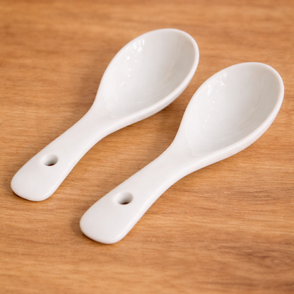 PeachBloom Porcelain Soup Bowl and Spoon Set (4 Bowls + 4 Spoons)