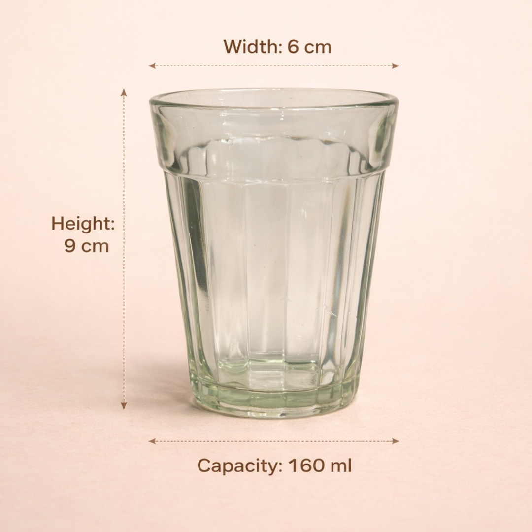 Vintage Green Tinted Cutting Chai Glasses – Set of 6 (160 ml)