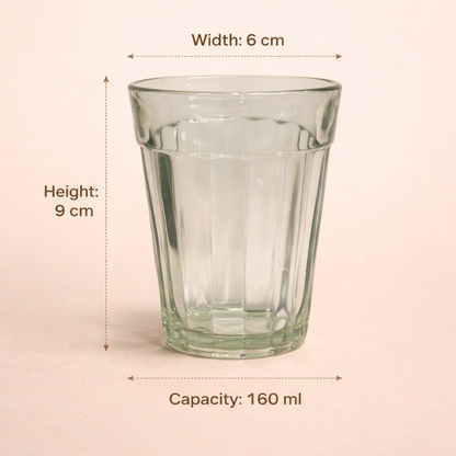 Vintage Green Tinted Cutting Chai Glasses – Set of 6 (160 ml)