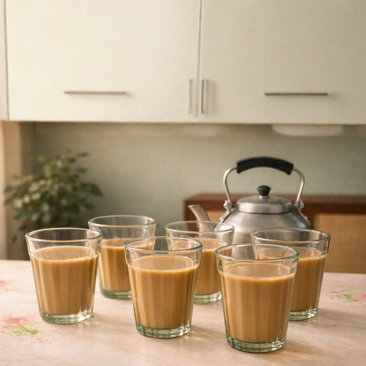 Vintage Green Tinted Cutting Chai Glasses – Set of 6 (160 ml)