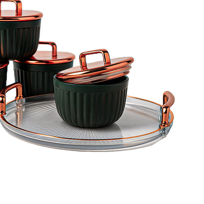 Unbreakable Tray with Air Tight Glass Bowls