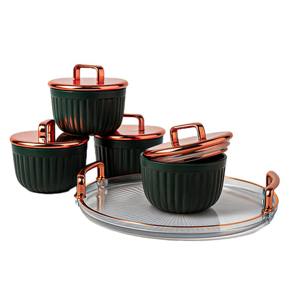 Unbreakable Tray with Airtight Glass Bowls 500 ml