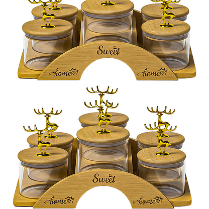 Staged Bamboo Tray with Airtight Glass Bowls