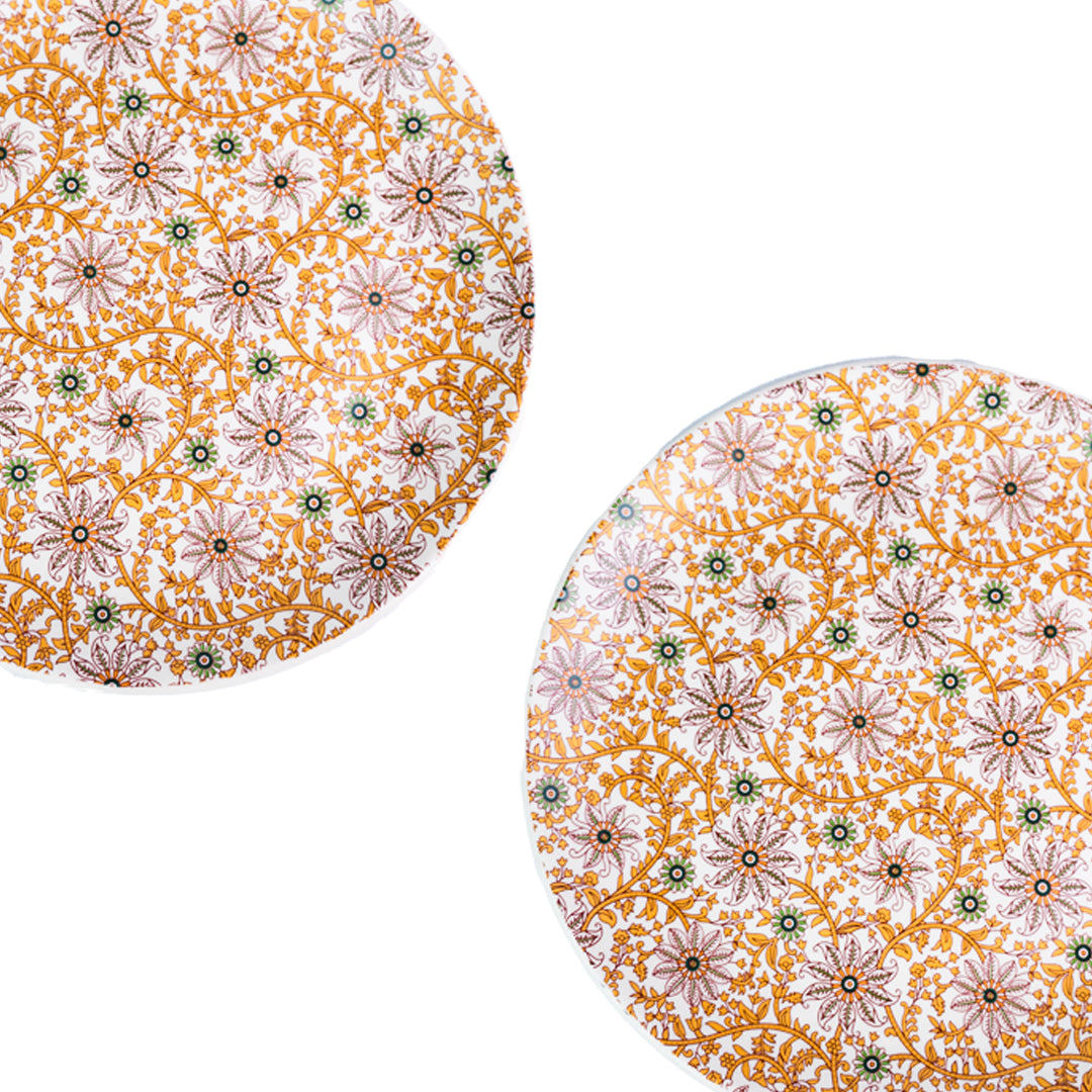 Handcrafted Golden Flora 20 Piece Dinner Set For 6