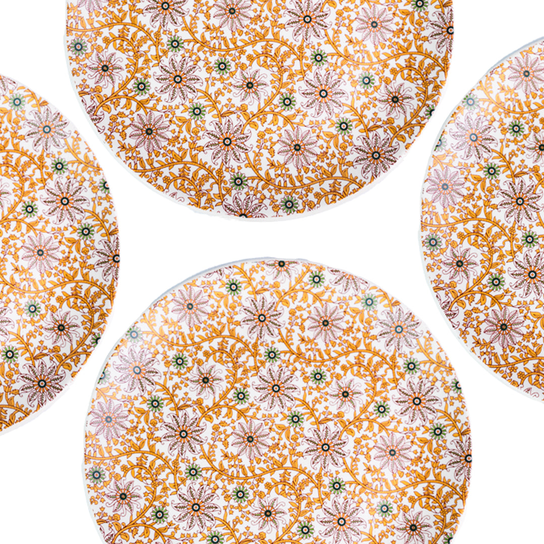 Handcrafted Golden Flora 20 Piece Dinner Set For 6