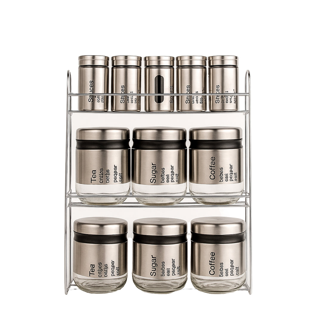 Spice Jars and Storage Jars with Steel Stand
