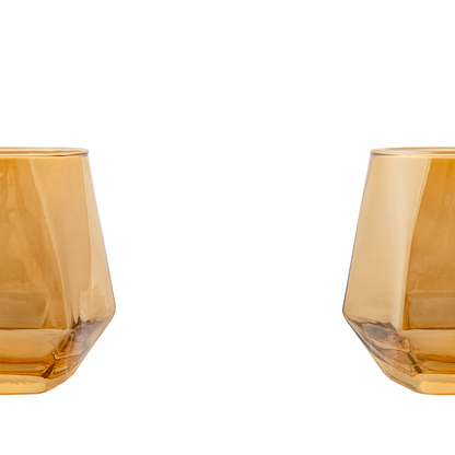 Golden Diamond Cut Whiskey Glass Set of 6 330 ml