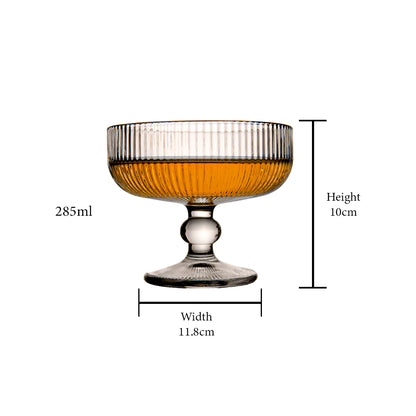 Vintage Ribbed Ice Cream and Wine Glass Set of 6 285 ml