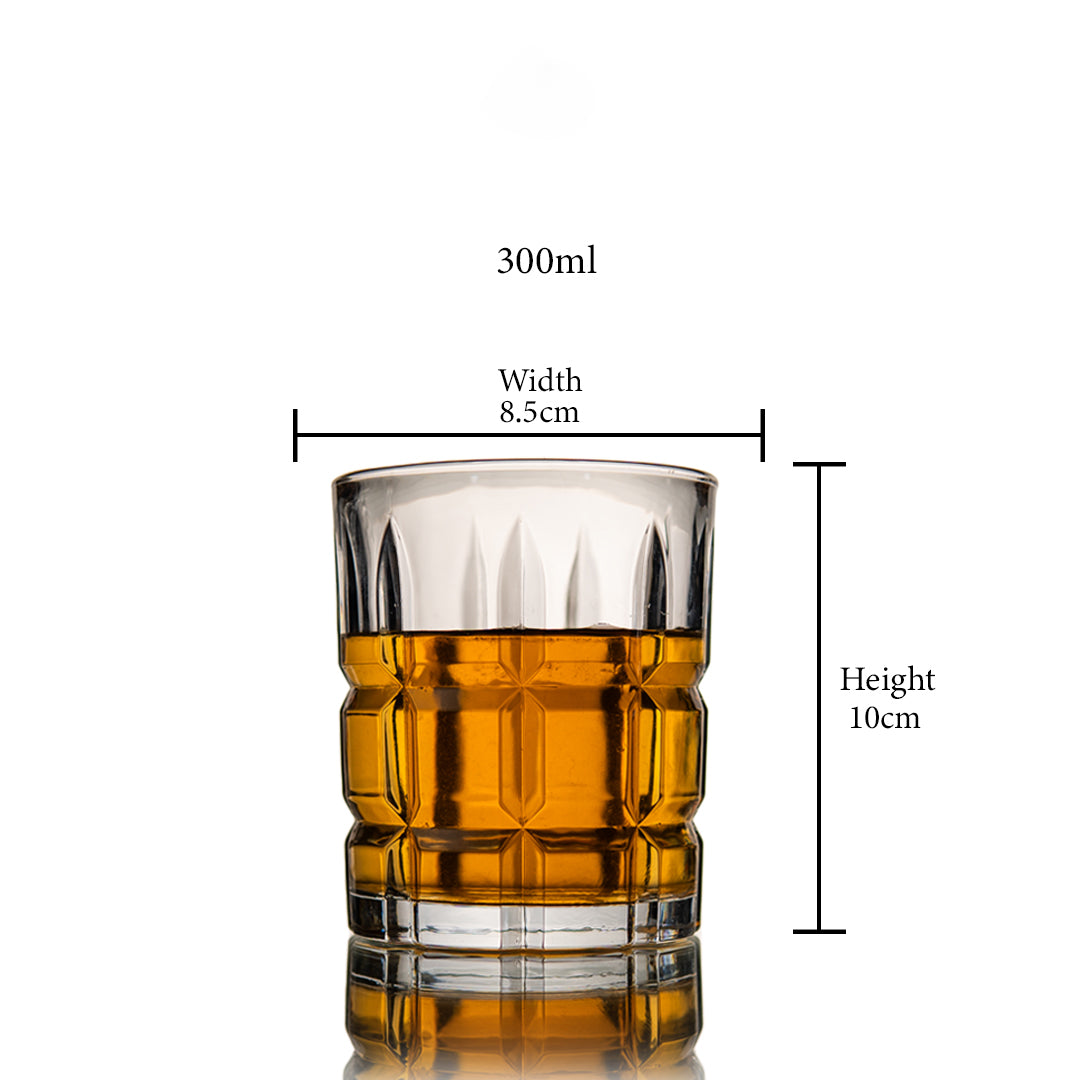 Diced Whiskey Glass Set of 6 300 ml