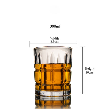 Diced Whiskey Glass Set of 6 300 ml