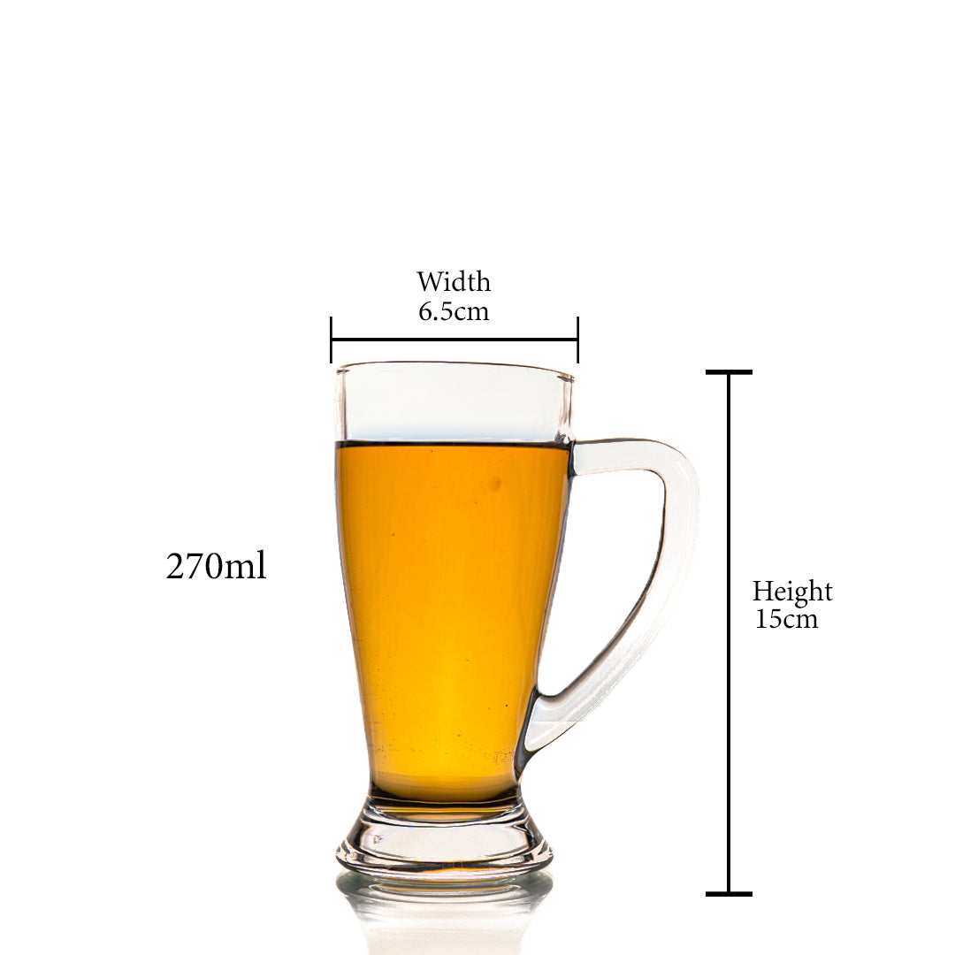 Clear Funneled Beer Mug Set of 2 270 ml