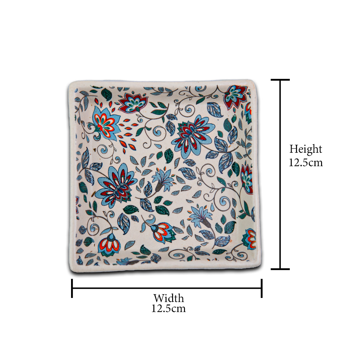 Handcrafted Artisan Bloom Square Platter Set of 6