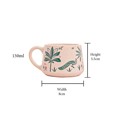 Handmade Ceramic Peacock Bliss Cup Set of 6 150 ML