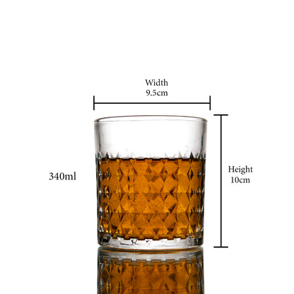 Diamond Whiskey Glaass Set of 6 340 ml