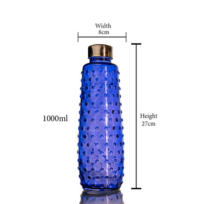 Bubbled Multi-Coloured Glass Water Bottle Set of 4 1000ml