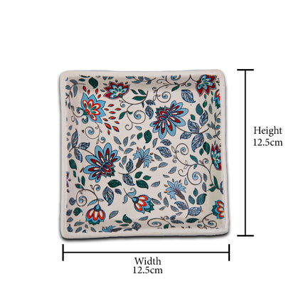 Handcrafted Artisan Bloom Ceramic Square Platter Set of 6