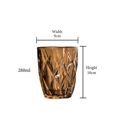 Colored Diamond Cut Water Glass Set of 6 300 ml