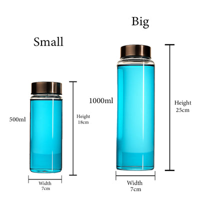 Metal Capped Borosilicate Glass Bottle Set of 1 500 ml