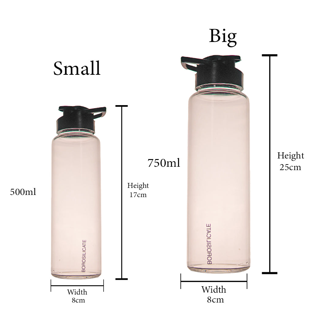ZenSip Borosilicate Water Bottle Set of 1 750 ml