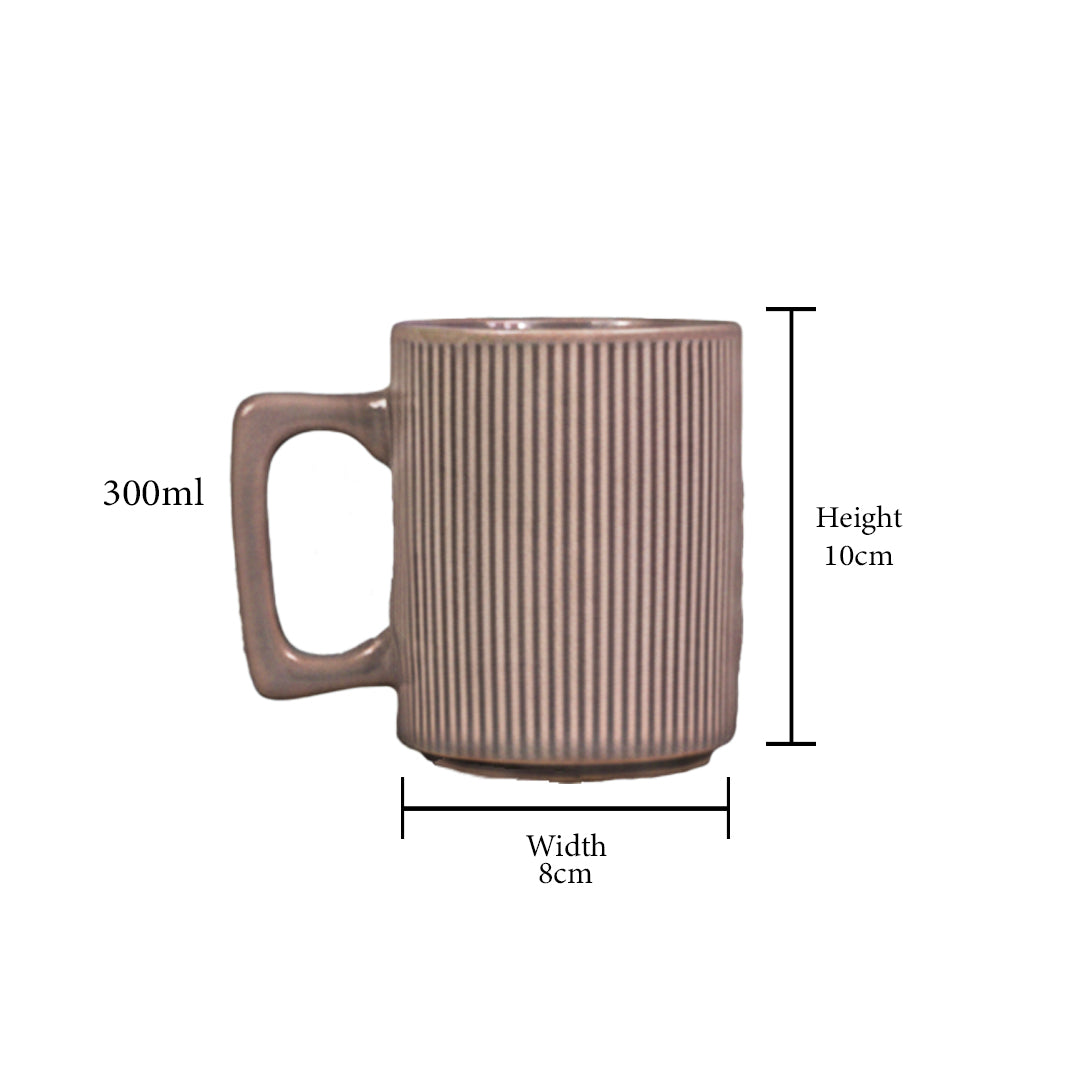 Ribbed Ceramic Mug Set of 1 300 ml
